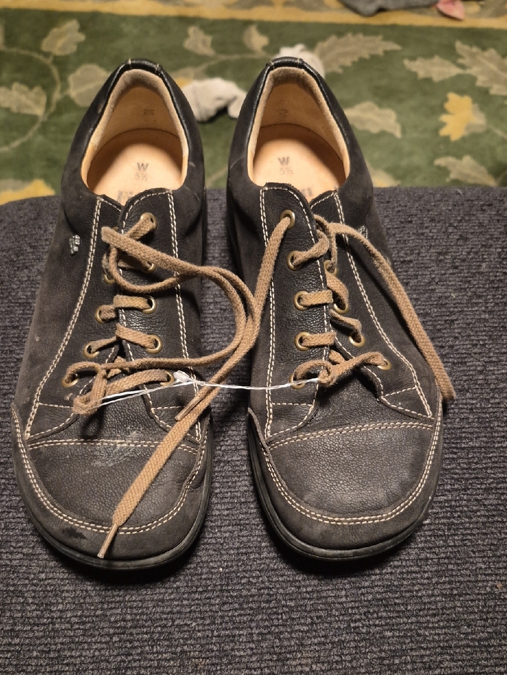 Finn Comfort Women's Black Sneakers with Tan Laces